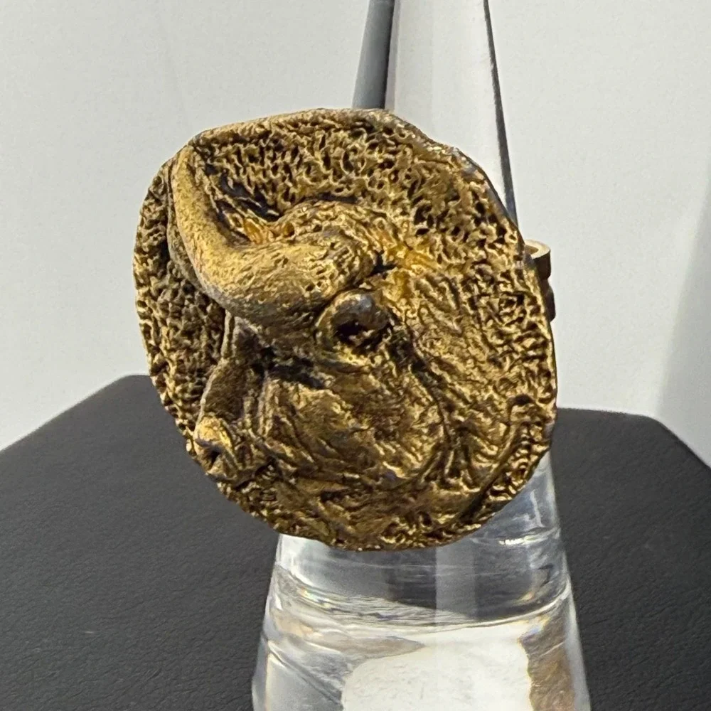 Taurus Ring Zodiac Gold Tone‎ Bull Celestial Horoscope Adjustable Size 5.5